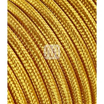 Cabo Eléctrico Textil Redondo 2x0.75 mm² Color Oro 3 Metros para Lámparas y Diseño - Made in Italy