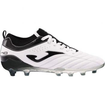 Botas de fútbol Joma Número-10 2402 blancas y negras para terreno firme (firm ground)