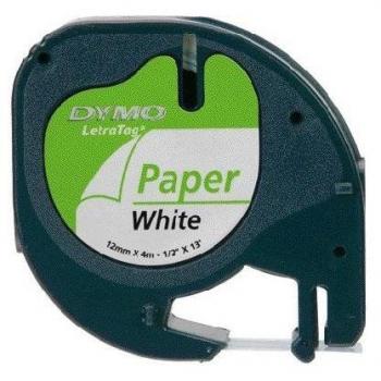 DYMO LetraTAG Paper Tape 12mm x 4m Black on White S0721510
