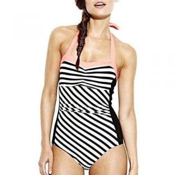 Elle Sport raya diplococo traje de baño de las mujeres Negro Black/White/Coral/Pink Talla:small