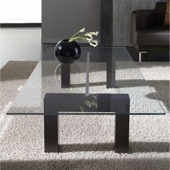 Dfierro Aec-04 - Mesa de centro con tapa de cristal, 120 x 70 x 35 cm, color negro