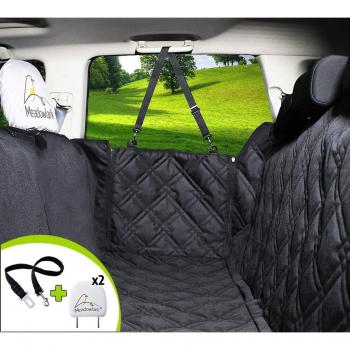 Meadowlark® Funda de Asiento para Perros. Cubierta de Coche ¡Impermeable! Hamaca Universal para Mascotas de Primera Calidad, Protector Completo Asiento Trasero, Puertas y Reposacabezas