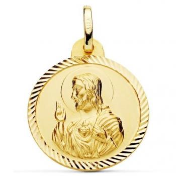 Medalla Escapulario Oro 18k Corazón de Jesús Virgen del Carmen 20mm Unisex