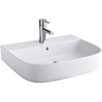 Lavabo sobre encimera, colección Mid, 55 x 45 x 14,7 centímetros, color blanco