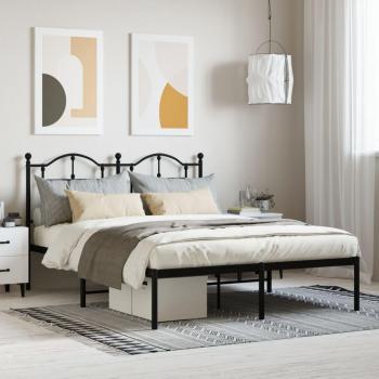 vidaXL Metal Bed Frame without Mattress with Headboard Black 150x200cm