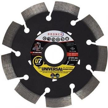 Dronco U7SPEED-125 Discos de Diamante, U7 Speed, Universal Obra, Antes Erm, 125 Mm Diámetro, 2.2 Mm Espesor, Diámetro Eje 22.23 Mm