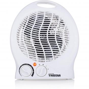 Tristar Compact Fan Heater, 2000 W, 2 Heat Settings, Adjustable Thermostat, Also Features Cooling Fan for Summer, White, KA-5039