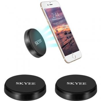Skyee 2pcs Soporte Movil Coche Magnético, Universal Soporte Teléfono iman Adhesivo para Salpicadero, Pared Sujetamoviles con 4 Piezas Placa Metálicas Soporte para Llaves, GPS, Smartphone
