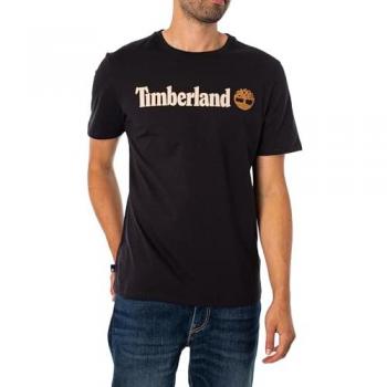 Camiseta de Manga Corta Timberland Kennebec River con Logo Lineal Negra para Hombre - Talla S