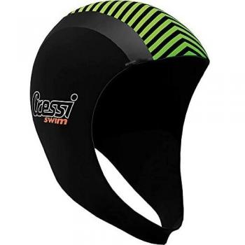 Cressi Swim Hood 2mm Capucha Protectora para Nadar/bucear, Unisex-Adulto, Negro/Lime, S/M
