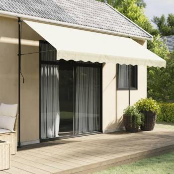 Toldo retráctil de tela y acero crema 350x150 cm Protección Rayos UV para Terraza Patio Exterior Jardín