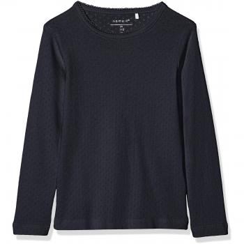NAME IT Nmfvitte LS Slim Top Noos, Camisa Manga Larga para Niñas, Azul