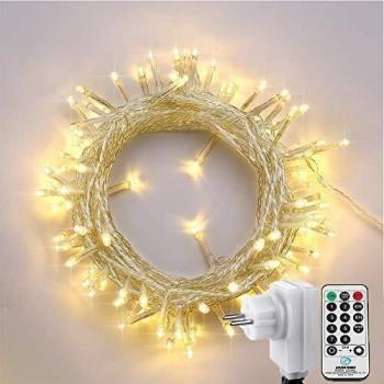 NEXVIN Luces de Arbol de Navidad, Guirnalda Luces 13M 100 LED, Cadena de Luces Blanco Calido con Control Remoto, 8 modelos de lluminación, Luces de Navidad Decoración Fiestas, Balcón, Arbol, Jardín