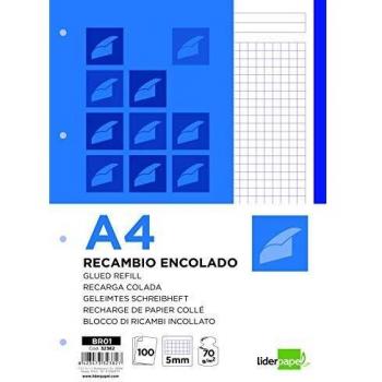 Liderpapel BR01 - Bloc encolado, A4, color azul