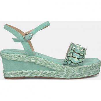 Alma en Pena mujer sandalias de cuña V241014 suede mint con trenzado y pedrería