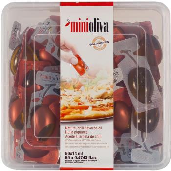 Minioliva Aceite de Oliva Virgen Extra Aromatizado al Chili - Paquete de 50 x 14 ml - Total: 700 ml