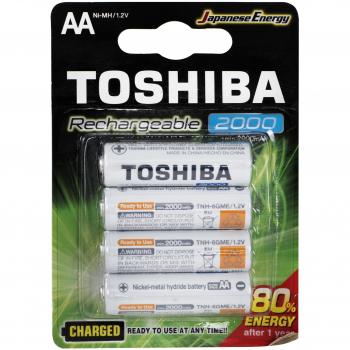 Pack de 4 pilas recargables AA Toshiba de larga duración