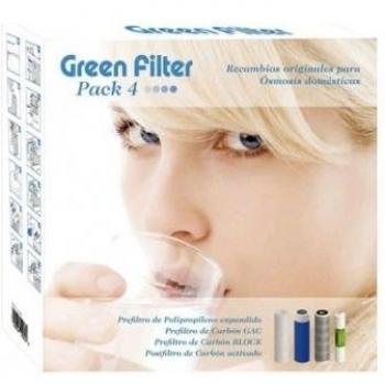VDF Green Filter, Recambio 3 Filtros y 1 Posfiltro para Ósmosis Domésticos