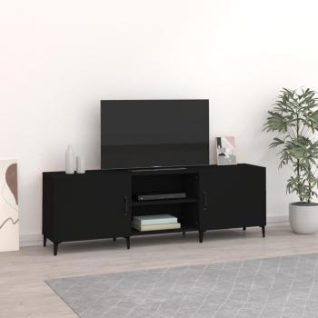 Mueble para TV de madera de ingeniería negro 150x30x50 cm