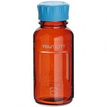 DURAN YOUTILITY 218863658 Frascos para Laboratorio con Rosca, Ámbar con Graduación, GL45, con Tapa Roscada Y Anillo De Vertido De PP, 250 ml, Cian