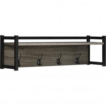 Perchero de Pared con Estantería Flotante y Ganchos 80x20x22,5 cm Gris