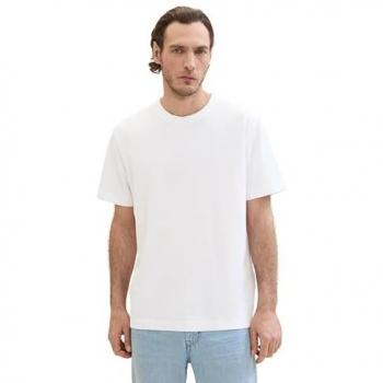 Camiseta de Manga Corta Piqué Tom Tailor para Hombre, Color Blanco, Talla L