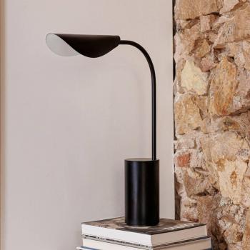 Lámpara de mesa Liggera, negra, acero, altura 27,9 cm