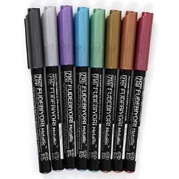Zig Kuretake Fudebiyori - Juego de 8 colores metálicos