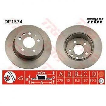 Disco de freno TRW DF1574, completo, 1 pieza