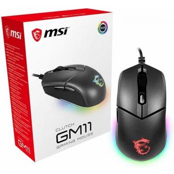 MSI Clutch GM11 White Gaming Mouse - 2-Zone RGB, up to 5000 DPI, 6 Programmable Buttons, Symmetrical Design, OMRON Switches, Left-hand Optical, USB Type-A