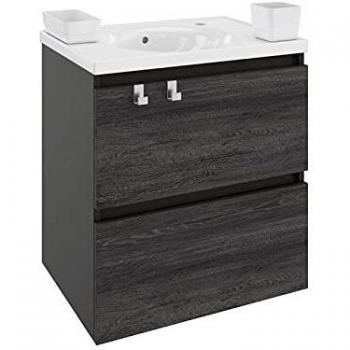 bath Mueble 2 cajones con Lavabo B-Box Antracita-Frontal Pizarra Nature Medidas