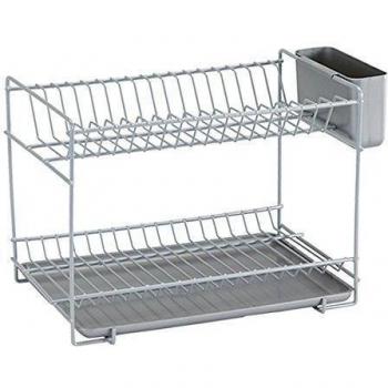 Sauvic 89015 - Escurreplatos pequeño Plastificado Gris, Color Gris, 38,5 x 25 x 28 cm