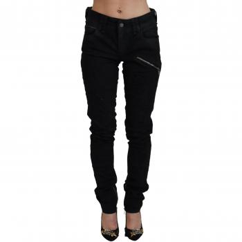 John Galliano Black Cotton Mid Waist Skinny Slim Fit Denim Jeans - W28