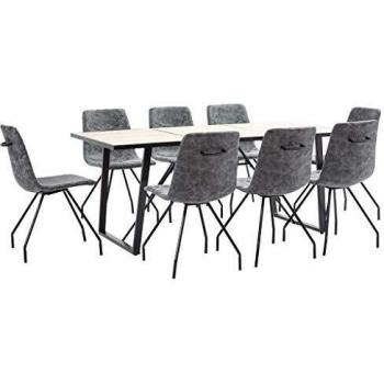 vidaXL Juego de Comedor 9 Piezas Cuero Sintético Mobiliario Decoración Interior Casa Hogar Robusto Duradero Resistente Funcional Práctico Útil Negro
