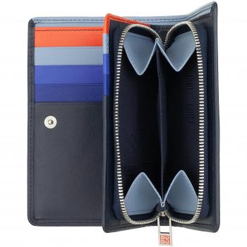 Dudu - Cartera mediana de mujer de piel bicolor con monedero con cremallera y características RFID, bolsillos para tarjetas