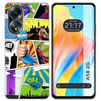 Funda de Silicona para Oppo A58 4G con Diseño de Cómic y Dibujos