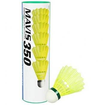 Mavis 350 - Pelotas de Bádminton Yonex (6 unidades) - Verde y Amarillo - Velocidad Lenta