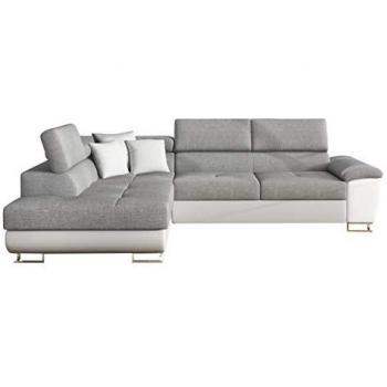 Sofá rinconero Comfivo 166, Soft 017 + Bristol 2460, Función de descanso, Caja de ropa de cama, dimensiones 270 x 71 x 202 cm