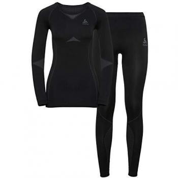 Odlo Performance Evolution - Conjunto térmico para Mujer, Color Negro y Gris, Talla XS