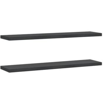 Estantes de pared 2 uds acero inoxidable negro 100x23,5x3 cm, Estante Flotante para Oficina, Estudio y Dormitorio