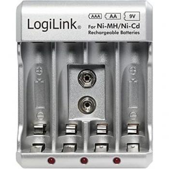 Cargador LogiLink PA0168 para baterías recargables Ni-MH/Ni-Cd AA/AAA/9V