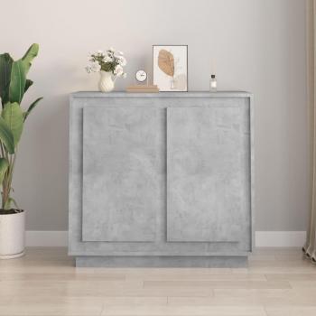 Aparador de madera contrachapada 80x34x75 cm en color gris hormigón, mueble de almacenaje para salón, buffet, armario auxiliar y armario de almacenamiento