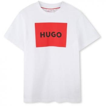 Hugo Camiseta De Manga Corta G00144 - Camiseta de niño 100 % algodón con logo frontal