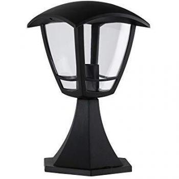 Lámpara de Bolardo Clásica Curvada IP44 E27 12W Transparente y Negra