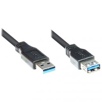 Cable USB 3.0 de extensión macho a hembra de 3 metros, color negro