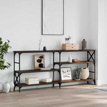 Mesa consola de madera de ingeniería marrón roble 180x29x76,5 cm