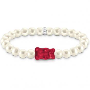 Thomas Sabo Sterling Silver Pearl Bracelet with HARIBO Red Goldbear - Size 15 cm