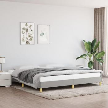 Cama solar sin colchón de Tela Gris Claro 200x200 cm, Estructura de cama gris claro tela 200x200 cm