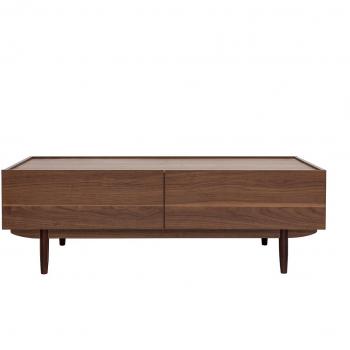 Mesa de centro SANAA de Miliboo con cajones, madera oscura, 120 cm, color nogal
