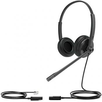 YEALINK YHS34 Lite Dual - Auriculares biaurales con Cable conexion rj, Compatible con Todos los telefonos Fijos Yealink, Color Negro